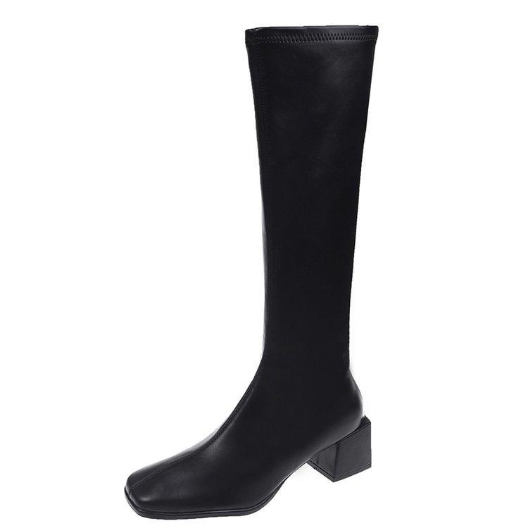 Long boots for women in the spring and autumn of 2026 with high top and plush slim boots and square headed long boots for women