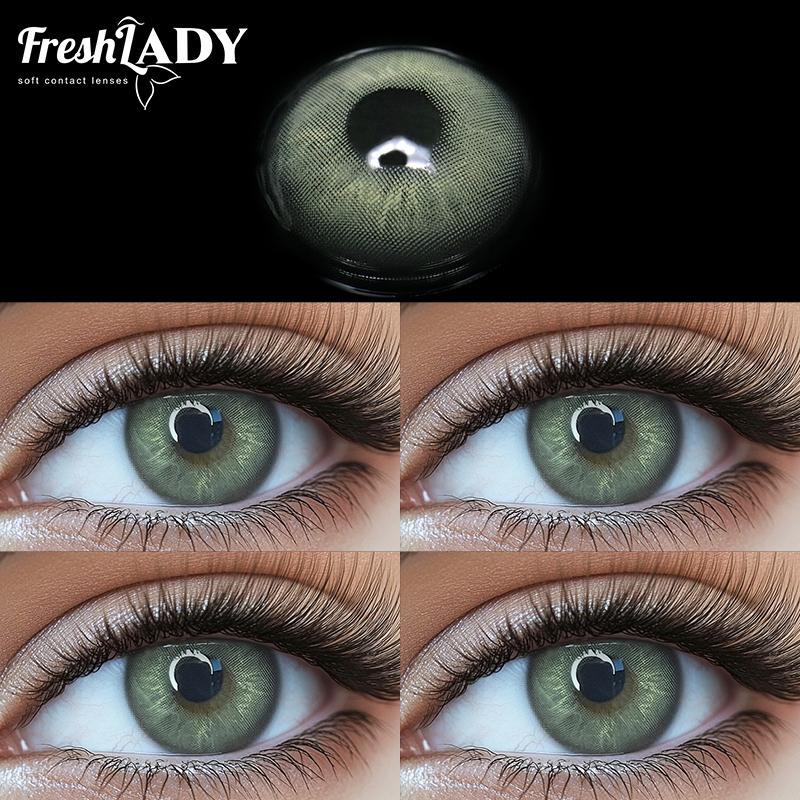 Freshlady Irish Green and Gray Collection 14.2mm Colored Contact Lenses 1 Year Disposable for Daily Wear