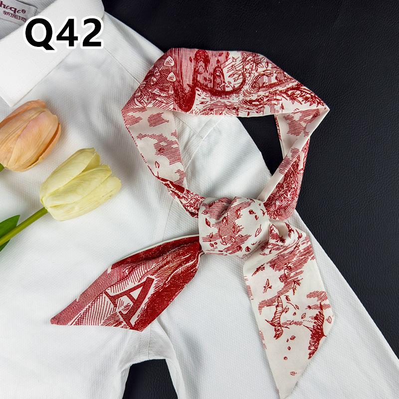 New Long Versatile Silk Scarf Tied Hair Band Bow Letter Floral Streamer Tied Bag Gift Small Silk Scarf
