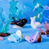 HyzaPhix Miniature Aquarium Fish Tank Dolphin Whale Shark Seashell Marine Life Set of 16 Cute Mini Figurines Fish Figures Decorative Objects Scenery