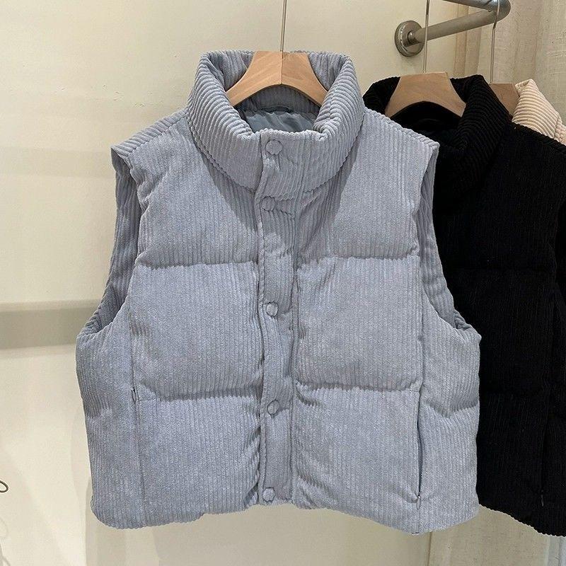 Down cotton vest women's wear autumn and winter small corduroy warm vest stacked vest vest vest vest