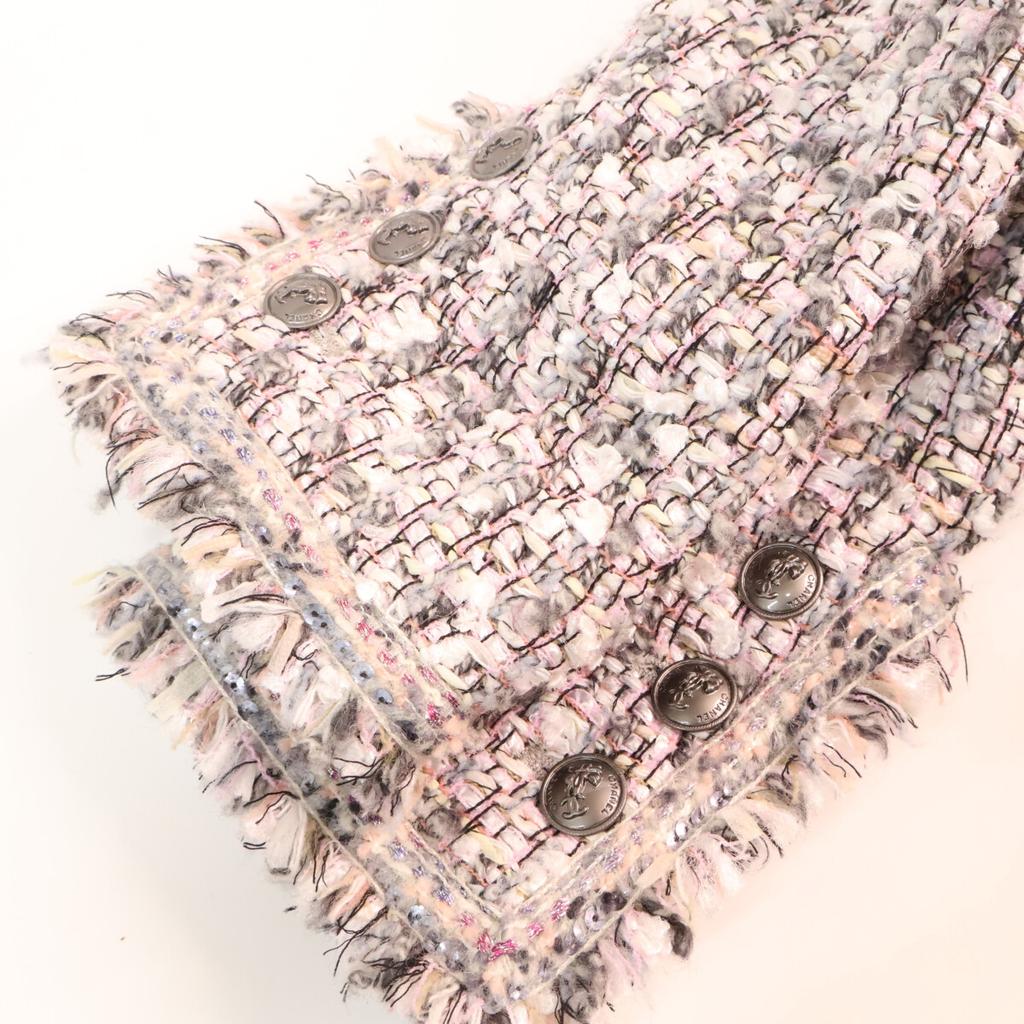 Chanel Krajowo autoryzowana 04A P24504V15039 Kurtka Karl Lagerfeld Fantasy Tweed 40 Różowy x SzaryUżywana