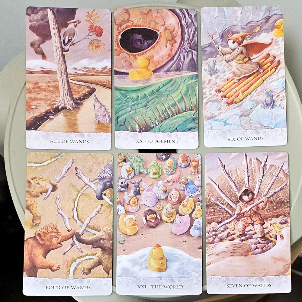 Tarot of Tides: The Adventures of A Duck Named Bob 12*7cm ―Unique 78-Card Tarot Deck In Rigid Box - Double-embossed Cardstock
