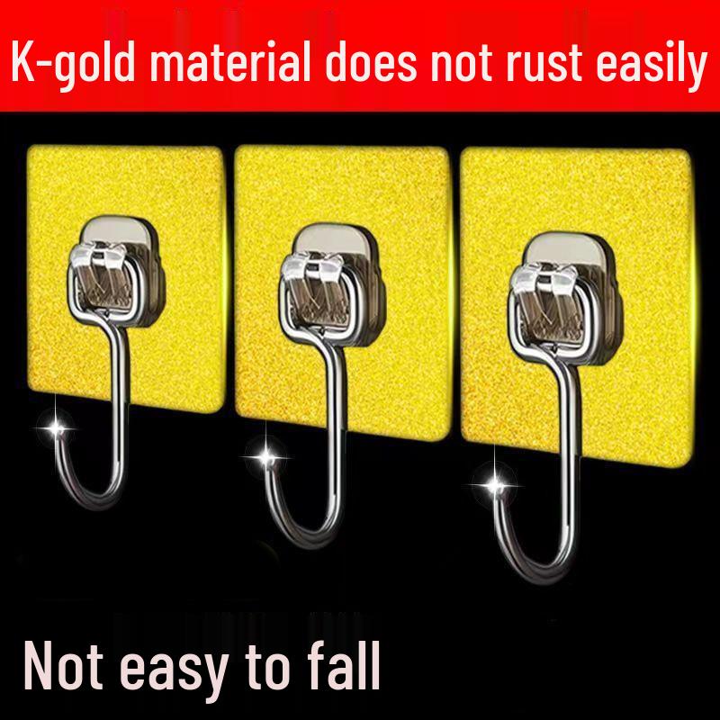 Strong Adhesive Stainless Steel Wall Hooks, No Drilling or Traces, Heavy-Duty for Bathroom & Kitchen.