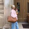 European and American style year winter new pink sweet round neck pullover lazy sweater