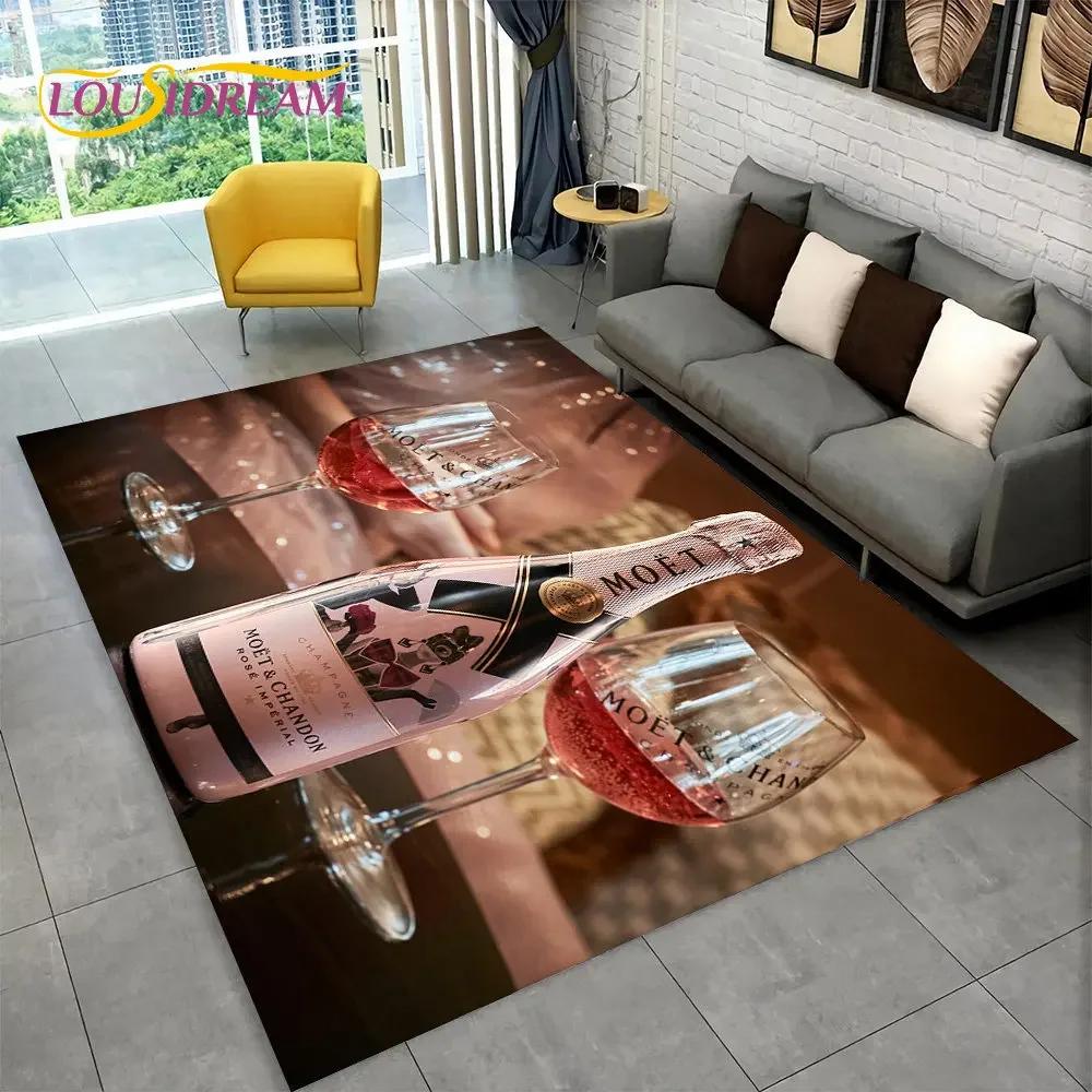 C-Champagne M-Moet & C-Chandon Teppich für Schlafzimmer Wohnzimmer Zuhause Sofa Dekoration, Kinderspiel Große Dekoration Bodenmatte Geschenk