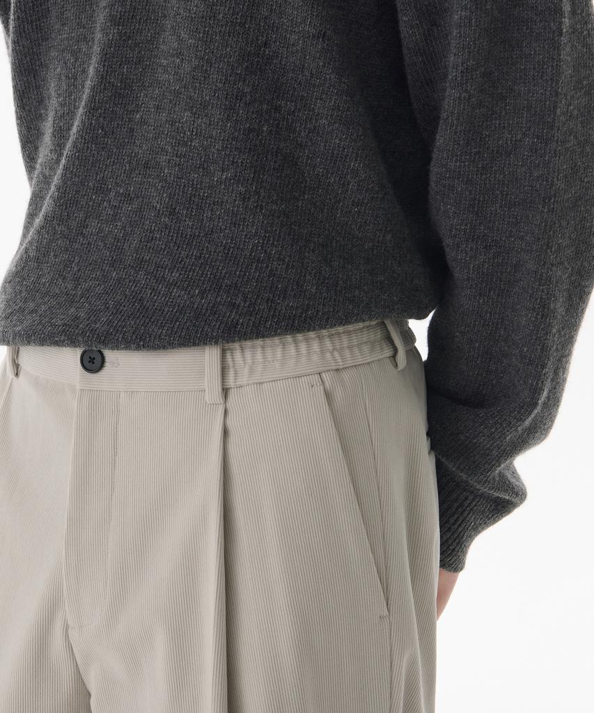Musinsa Standard 14W Corduroy One-Pleat Wide Elastic Pants [Dusty Cream]