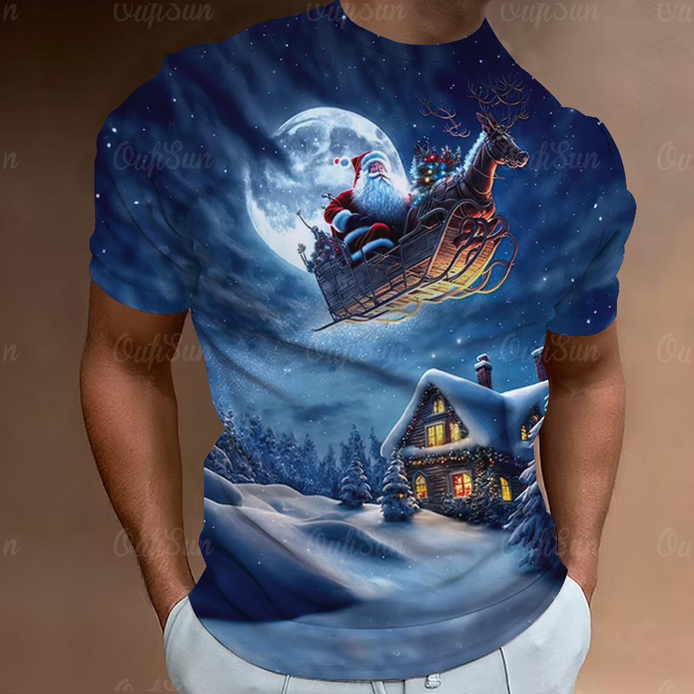 Funny Santa Claus Print Christmas T-Shirts 3d Oversized Tops Tees Mens Shirts Summer Holiday Casual O-Neck Male Harajuku Clothes