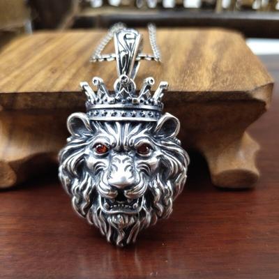 Neu Echt Solide S925 Silber Schmuck Punk Persönlichkeit Dominierenden Lion Kopf Stilvolle Mann
