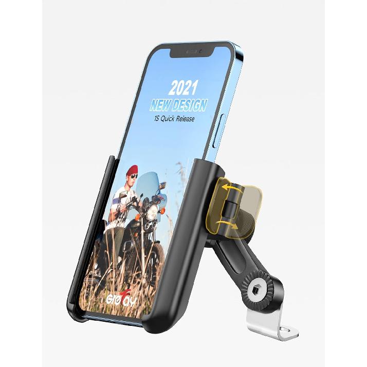 Motorcycle Phone Mount, 1S Quick Release Anti Shake Motorbike Phone Holder For 3.5-7.0 Inch Smartphone For Motorcycle Mirror Phone Mount With 360°