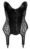 Noir - Sexy Leopard Print Corset with 6 Suspenders Black S
