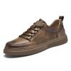 Men's Shoes Large Size Couple Board Shoes Hollow Breathable European Station Cowhide White Shoes British Casual Sports Shoes Men