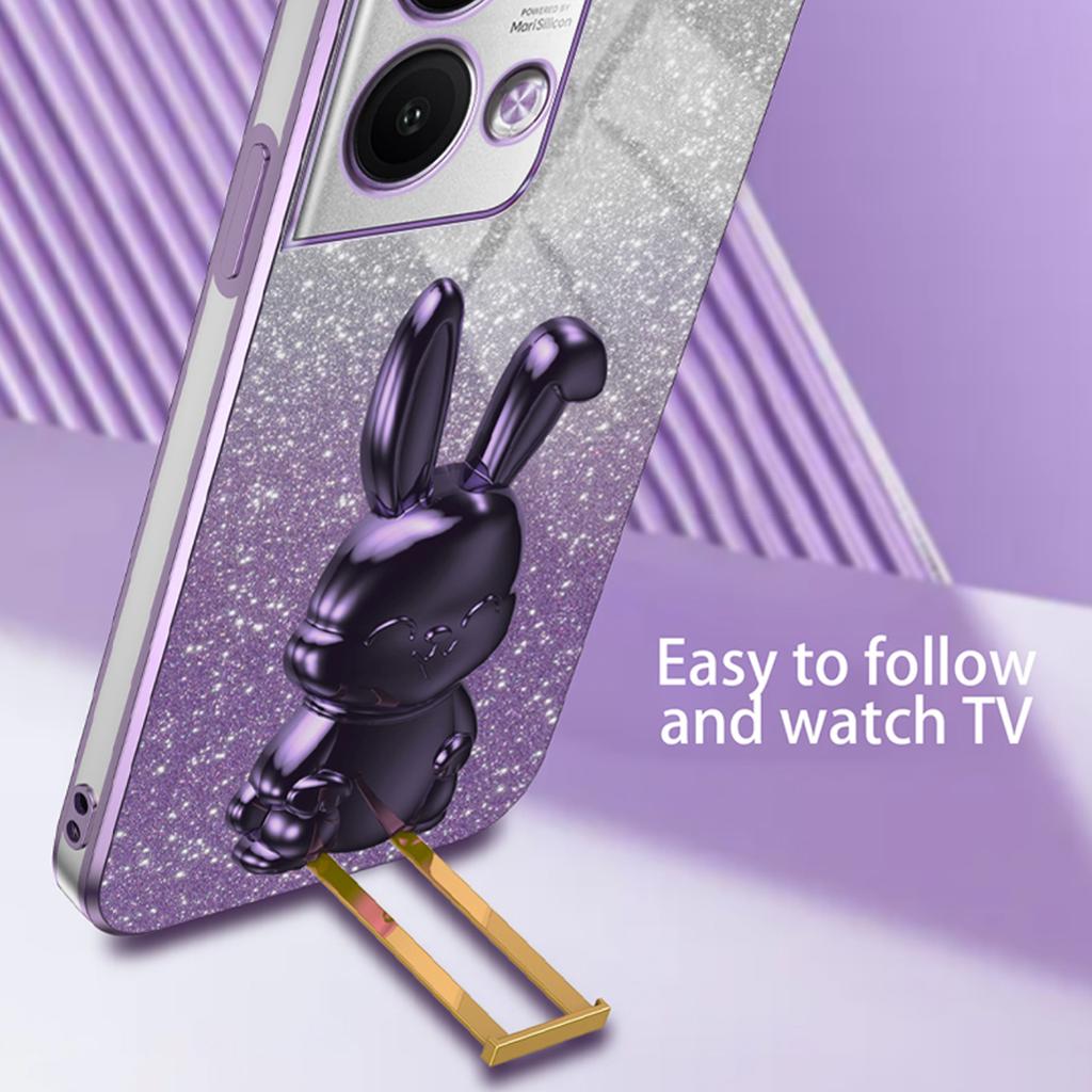 For Oppo Reno9 Pro+ 5G Electroplating Cellphone Case PC+TPU Cover with Support Kickstand