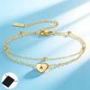 Customized Family Surname Letter Love Bracelet Stainless Steel Personalized Peach Heart Double Layer Bead Chain Gift