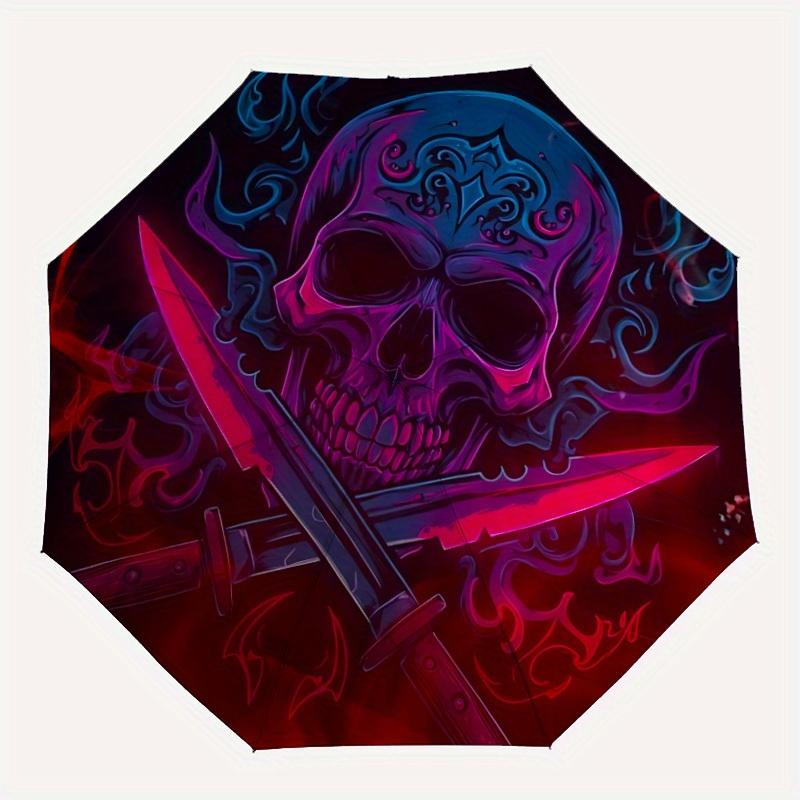 

1pc Skull Swords Automatic Open/close Umbrella, 8-Rib sturdy structure, Portable Travel Umbrella, Parties, Everyday Use, Outdoor Accessory,