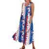 Women's Fashion Casual Independence Day Print Sleeveless Cotton Linen Pocket Dress