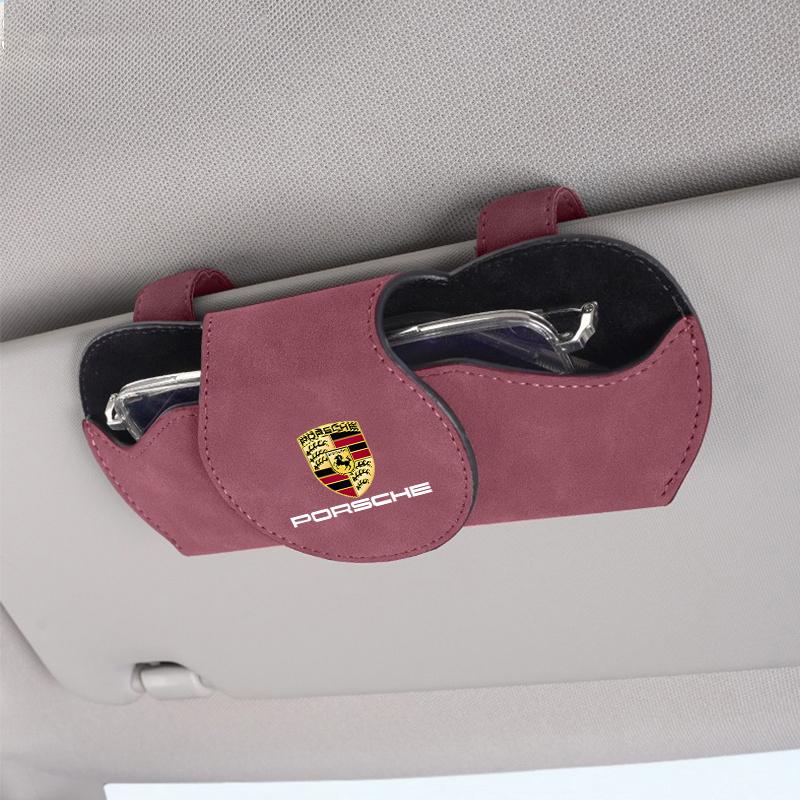 Auto Brillenetui Sonnenblende Sonnenbrillen Aufbewahrungsbox Für Porsche Cayenne Panamera Macan 911 718 Taycan Boxster Cayman 918 Zubehör