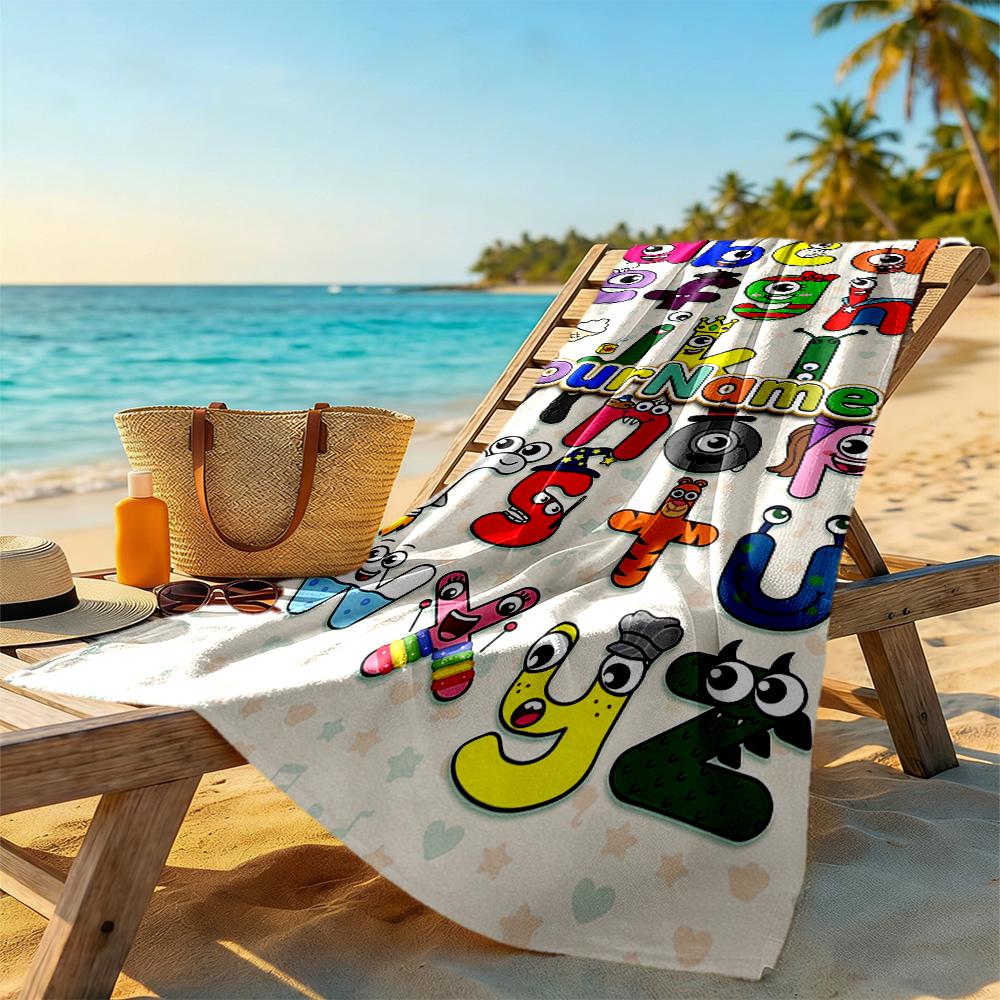 Numberblocks Customize Your Name Beach Towel Super Soft & Absorbent Suitable for Swimming Gym Camping Yoga Vacation