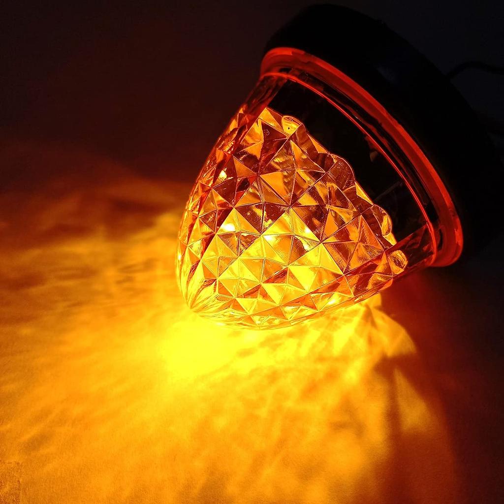 Customize 24V Truck LED Side Marker Lamps with Crystal 16 Universal Cutout, LEDs, Fit, Yellow/Red/White/Amber (10 LEDs, Orange)