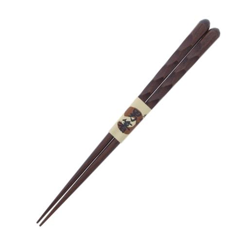 Ishida Japanese made chopsticks for men, thick, randomly carved, one and a half wooden (natural wood), lacquered, tip angle 23.5cm
