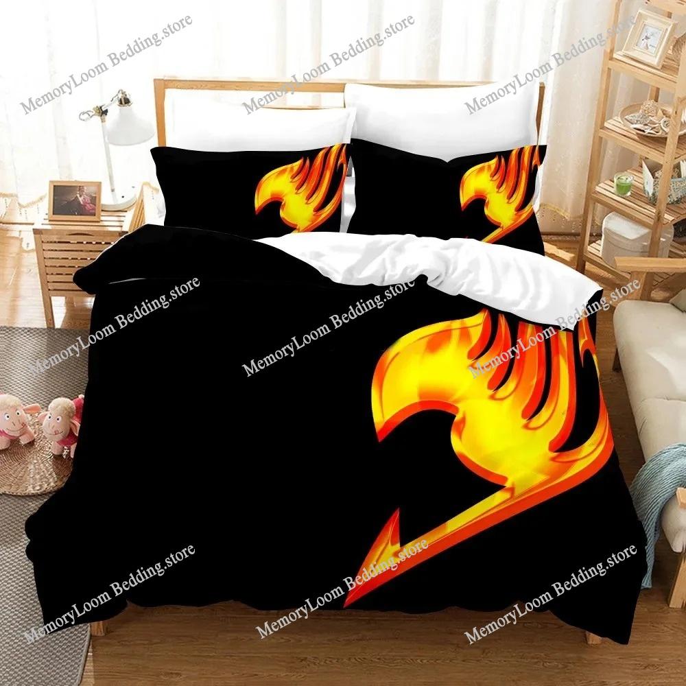 Stampa 3D Anime Fairy Tail Logo Natsu Set Letto Ragazzi Ragazze Misura Singola Queen Copripiumino Federa Letto Bambini Adulti Tessili per la Casa