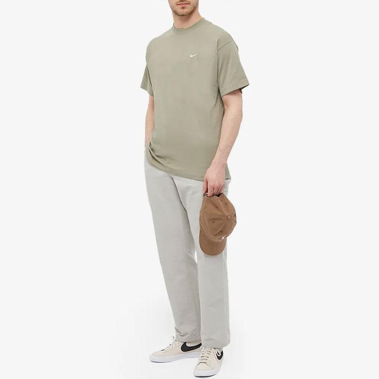 Nike Solo Swoosh Logo Solid Color Sport Crew Neck Short Sleeve T-Shirt Men Tops Light-Brown CV0559-320