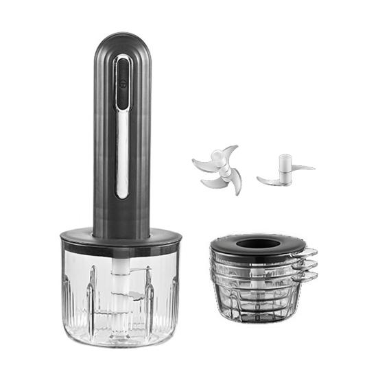Electric Food Processor Rechargeable Meat Grinder with 2 Blades And 3 Bowls Portable Veggie Chopper Blender Kitchen Supplies