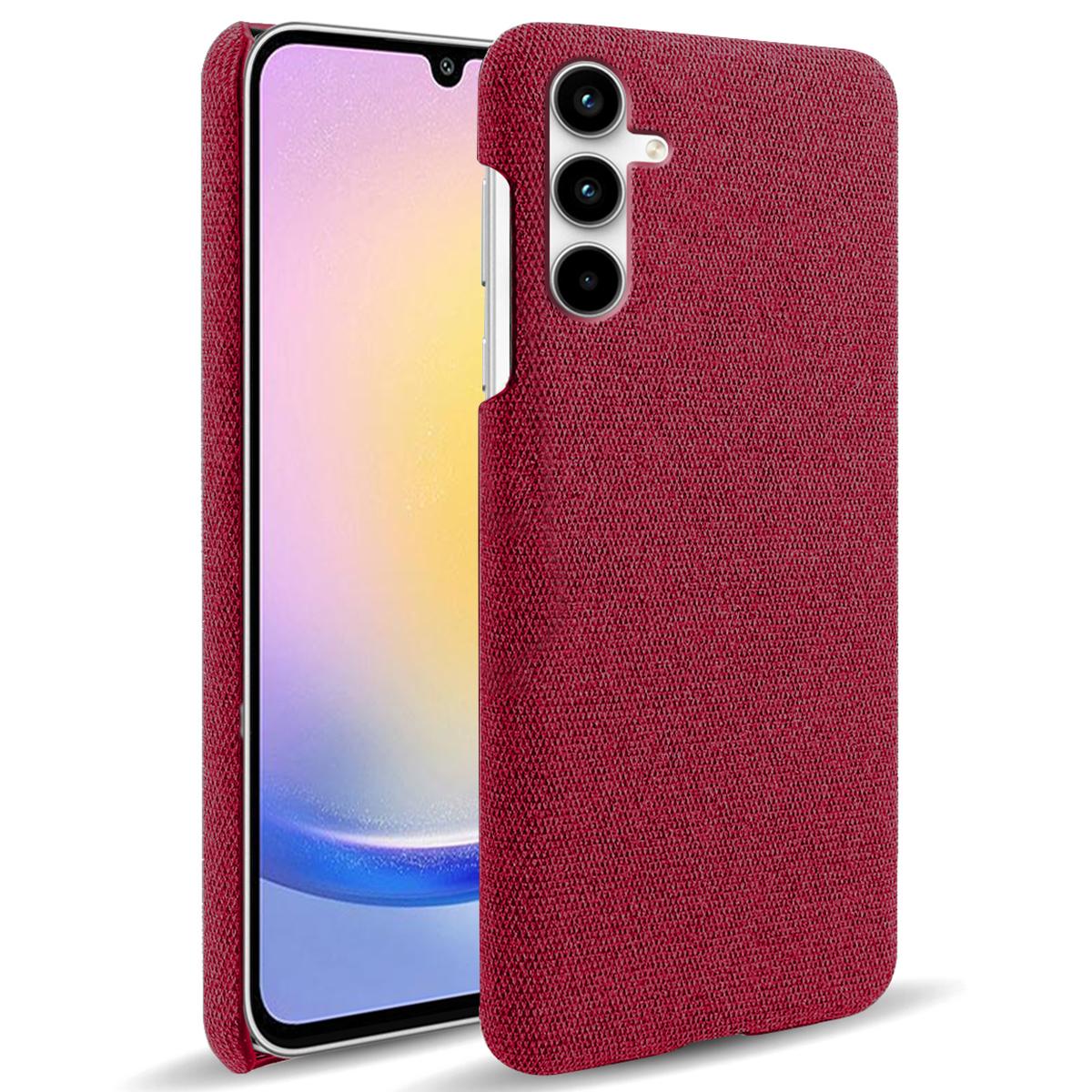 

For Samsung Galaxy A25 5G (Global) (161.0 x 76.5 x 8.3mm) Case Cloth+PC Protective Phone Cover Red