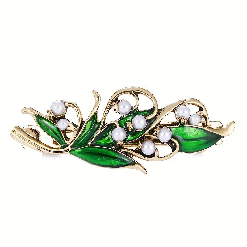 

Elegant Vintage Hairpin with Green Artificial Pearls, Featuring a Hollow Design And Non-Slip Spring Clip, Perfect for Cute Ladies. зелёный