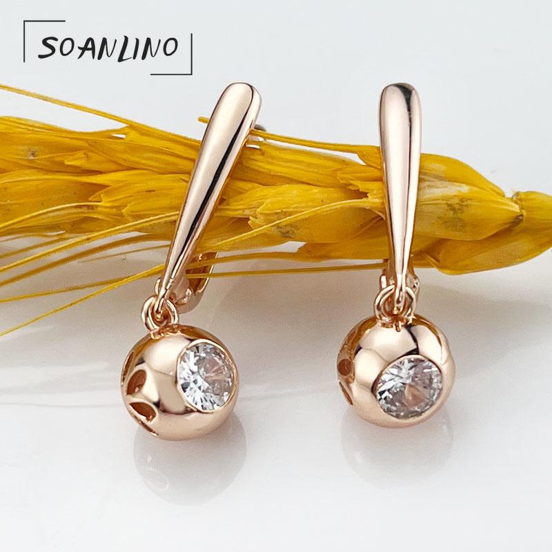 

SOANLINO Циркон Модные Простые Круглые Шарики Элегантные Натуральные Серьги