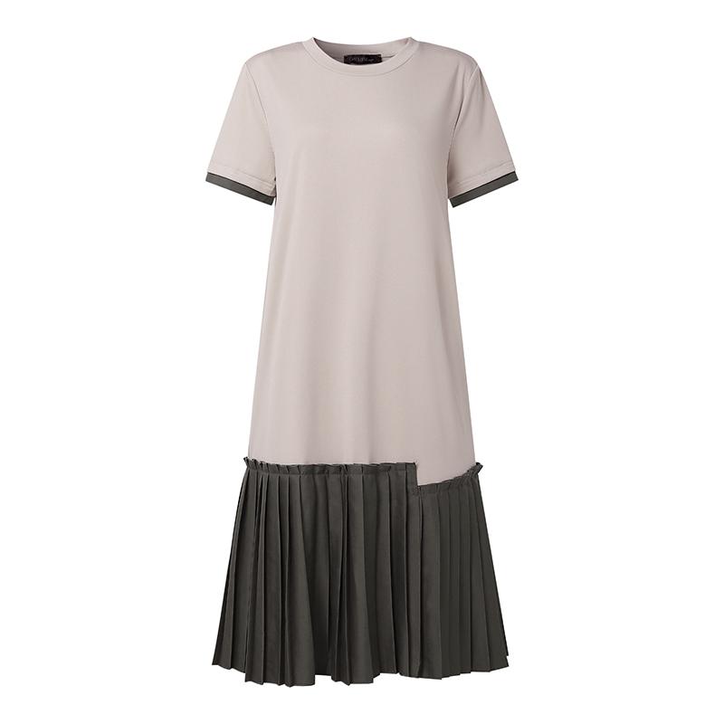 

ZANZEA Женское повседневное летнее платье с круглым вырезом и короткими рукавами, в стиле пэчворк 5XL хаки