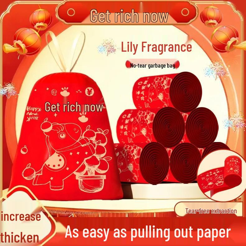 Год Лошади Красный Цветочный Аромат Без Протеканий Плотные Мусорные Пакеты на Завязках для Уборки Дома 10 pcs 551₽