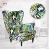 Wingback Armchair ARI PRINT Scandinavian Family Furniture Monstera Green Leaves