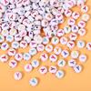 Alphabet Beads: Colorful A-Z Single Letter Round Beads for DIY Jewelry – Flat, White Background, Straight Hole for Stringing Phone Chains & More