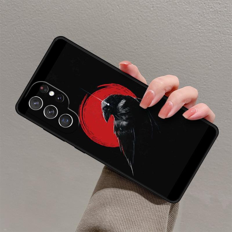 Crow Raven Dark Skull Phone Case For Samsung Galaxy S23 S21 S20 FE S24 S22 Ultra Note20 S10 S9 S8 Plus Silicone Cover