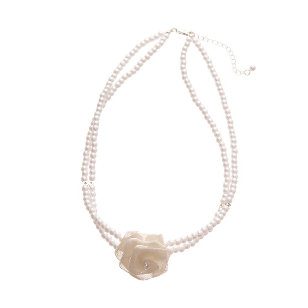Jewelry Accessories Korean Style Choker Mesh Rose Pearl Clavicle Chain  Girls Party
