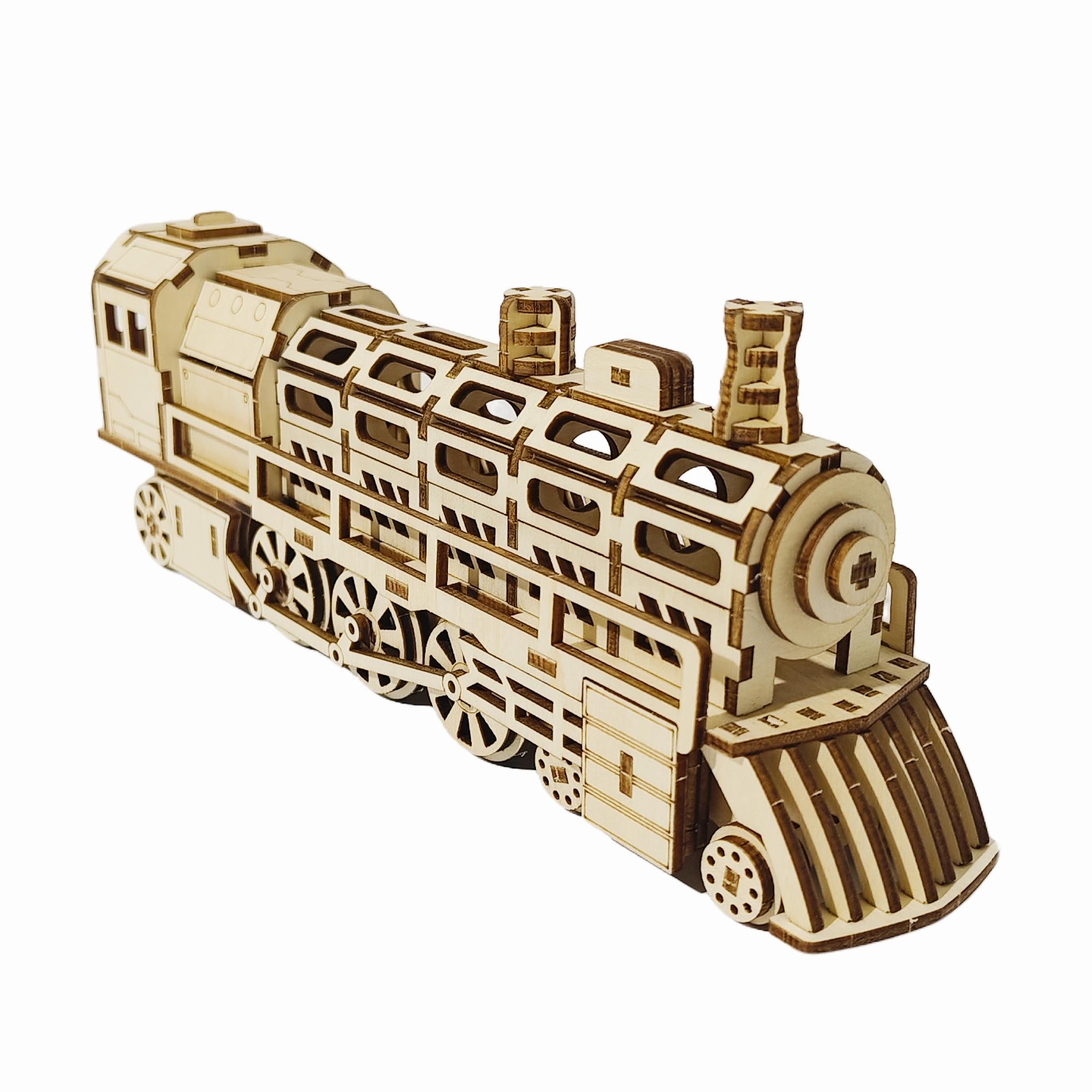 

Build Your Own Locomotive 3D Wooden Puzzle Model Kit - A Fun and Educational DIY Gift белый
