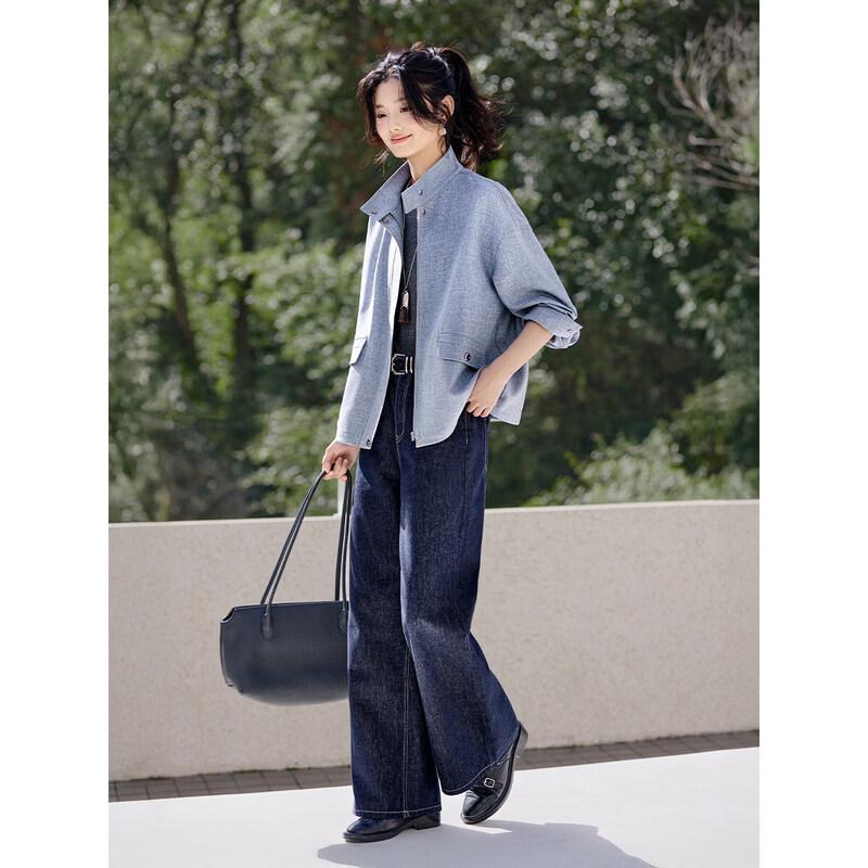 Women's Casual Retro Stand Collar Workwear Jacket