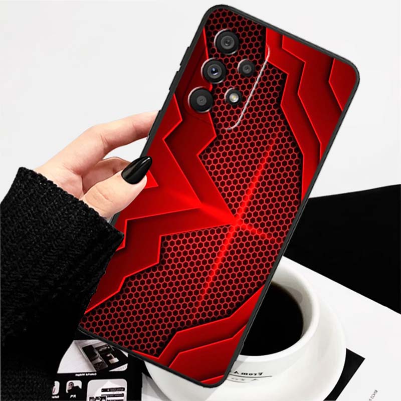 Artistic metal style pattern Phone Case For Samsung A73 A72 A71 A55 A54 A53 A52 A51 A13 A22 A16 A15 A12 A14 A26 A07 5G Black