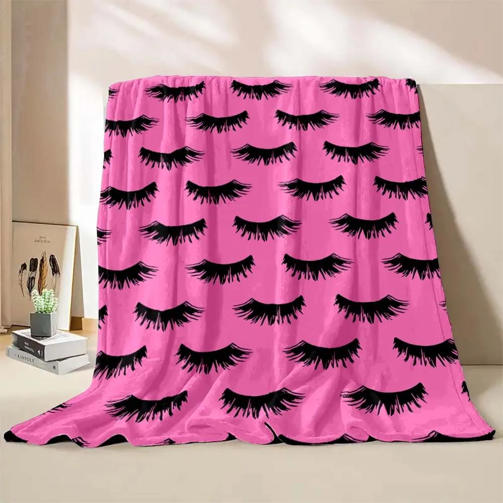 6 Sizes Cartoon Eyelashes Art Printed Believer Blanket Warm Soft and Comfortable Home Travel Blanket Office Sofa Blanket Gift