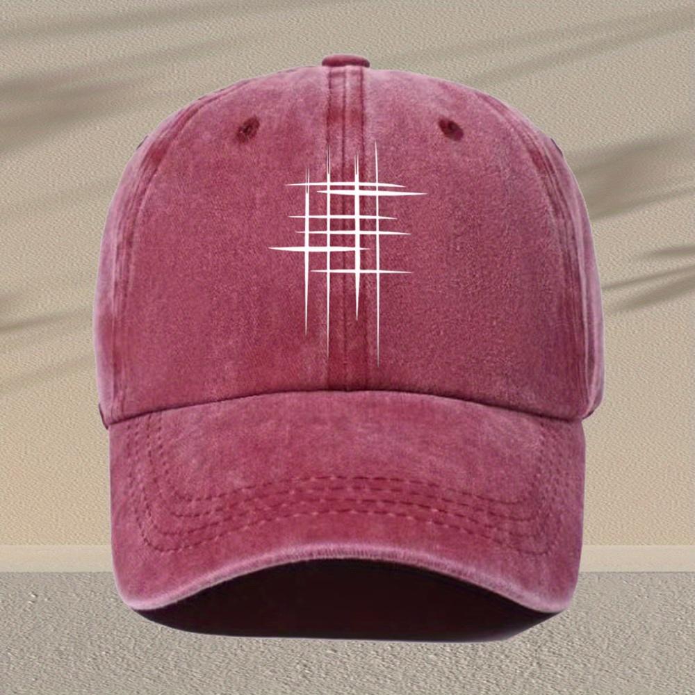 Мужская винтажная стираная бейсболка  Регулируемая легкая ретро с геометрическим принтом  Повседневная кепка для повседневной одежды One Size