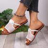 Plus Size Fashion Sandals Summer New Round Toe Open Toe Cutout Breathable Woven Mesh Simple Flat Everyday Casual Slippers
