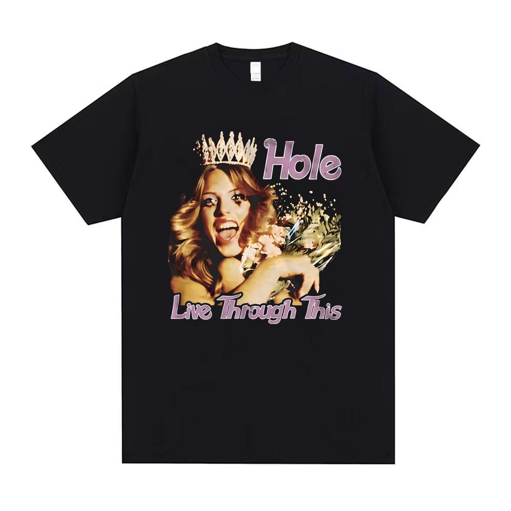 Alternative Junk Rock Band Hole Courtney Love Live Through This Album Graphic Tshirt Mens Casual Cotton Oversized Tshirt M