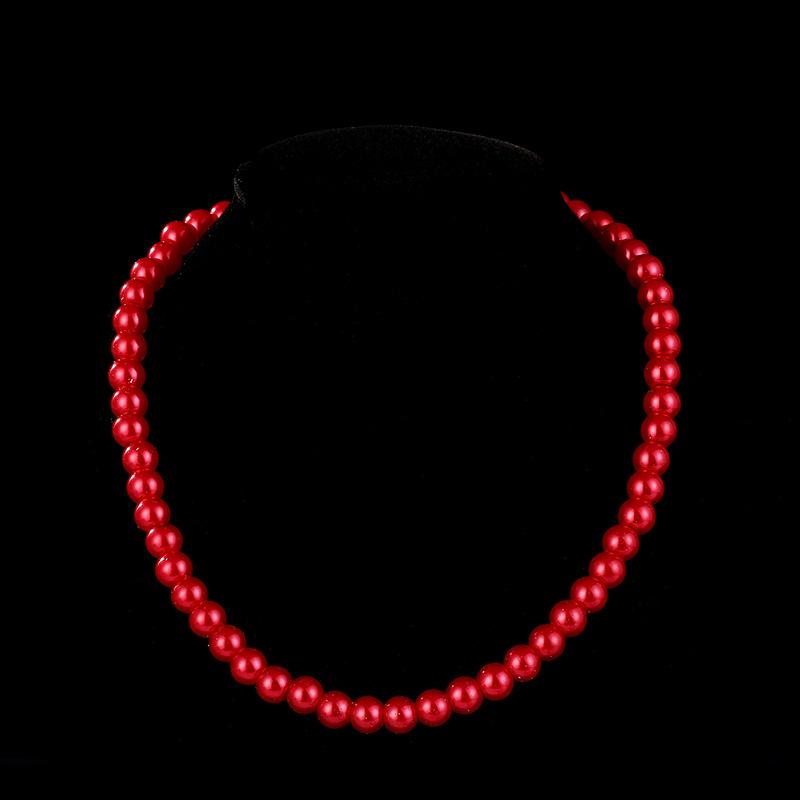8Mm multi-color glass imitation pearl necklace jewelry women s collarbone chain simple short pearl necklace красный