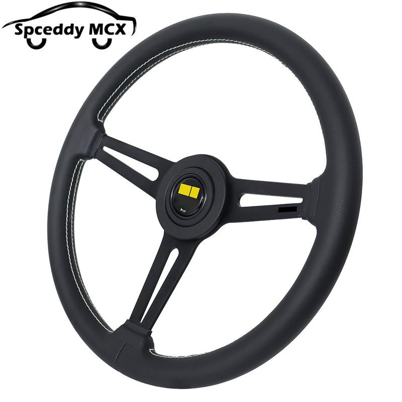 14.5inch 360mm Concave Steering Wheel Real Leather Universal Racing Sports Steering Wheel Car Modified