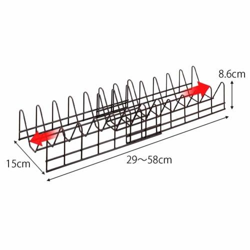 Shimomura Kihan Dish Stand, Stands Up Plates [Made in Japan], Extendable and Adjustable Size for Quick Access, Resin-Coated to Protect Dishes, Perfect