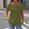 Women’s Short Sleeve Blouse with V Neck and Decorative Buttons Loose Fit Casual Top for Daily Wear