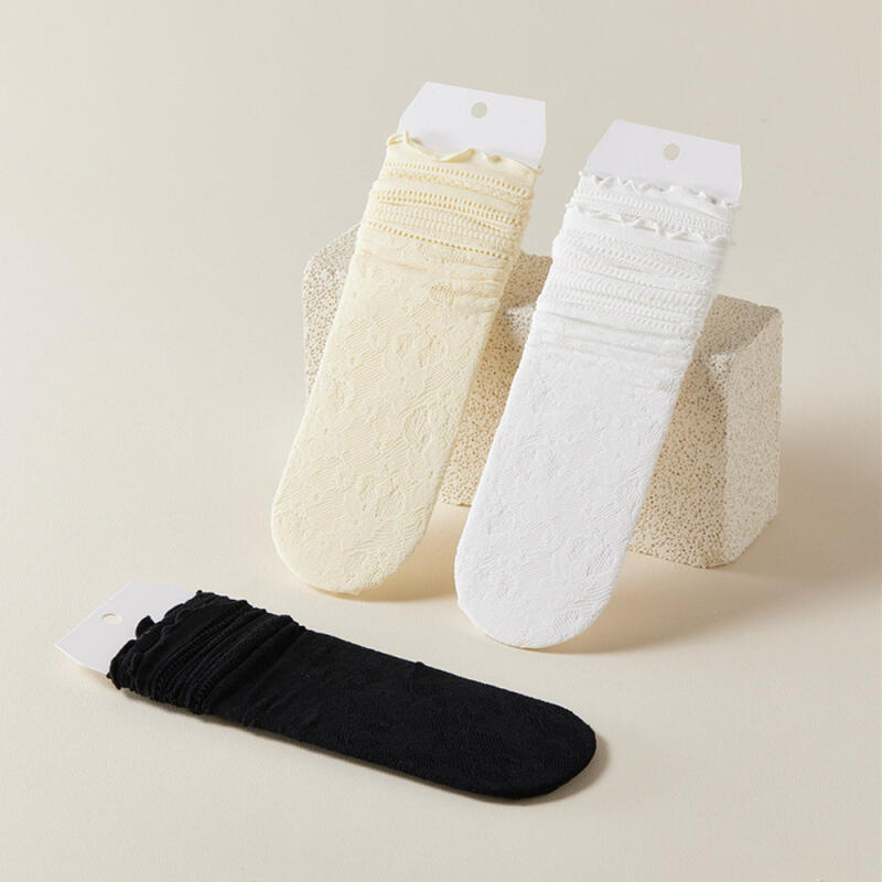 Aris Frill See-Through Floral Mesh Summer Stockings Long Socks