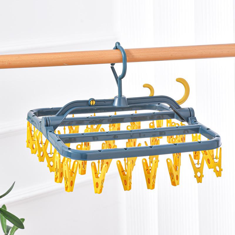 Multifunctional 32-Clip Side-Hanging Drying Rack for Dorms and Home Use, Ideal for Underwear and Sock Storage.