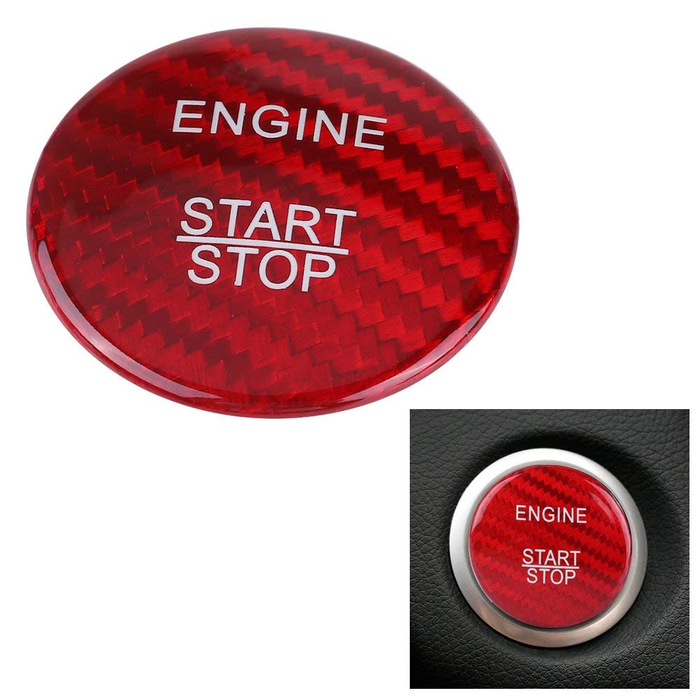 Carbon Fiber Engine Start Button Start Stop Button Cover Trim